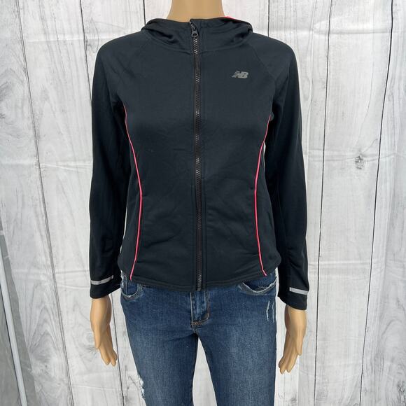 New Balance Sweaters - New Balance XS Womens Black Hot Pink Zip Up Hoodie Athletic Jacket
